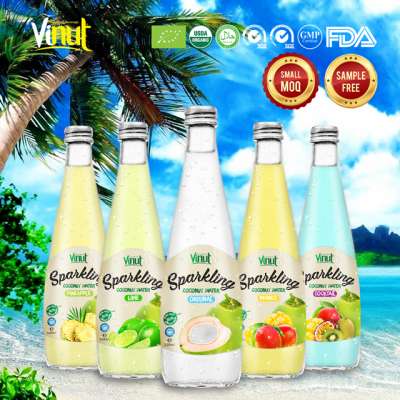 100% Young Coconut Water With Pulp In Glass Bottle 290300 Ml From Thailand