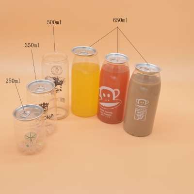 Custom Logo printing  250ml,350ml,500ml,650ml  clear transparent coffee bottle cup pet plastic soda can